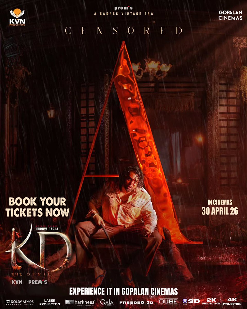gopalan_cinemas's tweet photo. KD: The Devil — a visionary creation by Prem — brings a badass vintage era alive on the big screen 💥
Book now: https://t.co/Xhqq3ltfFi
#KDTheDevil #Prem #DhruvaSarja #KannadaCinema #VintageEra #BadassVibes #GopalanCinemas #MovieExperience #4KProjection #Sandalwood #BookNow https://t.co/JdVQjuxPIQ
