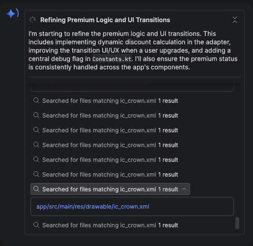 kshitizmishra's tweet photo. @AndroidStudio  Gemini stuck on ic_crown.xml  #planningmode 💀💀 https://t.co/UJlQ30bUr6