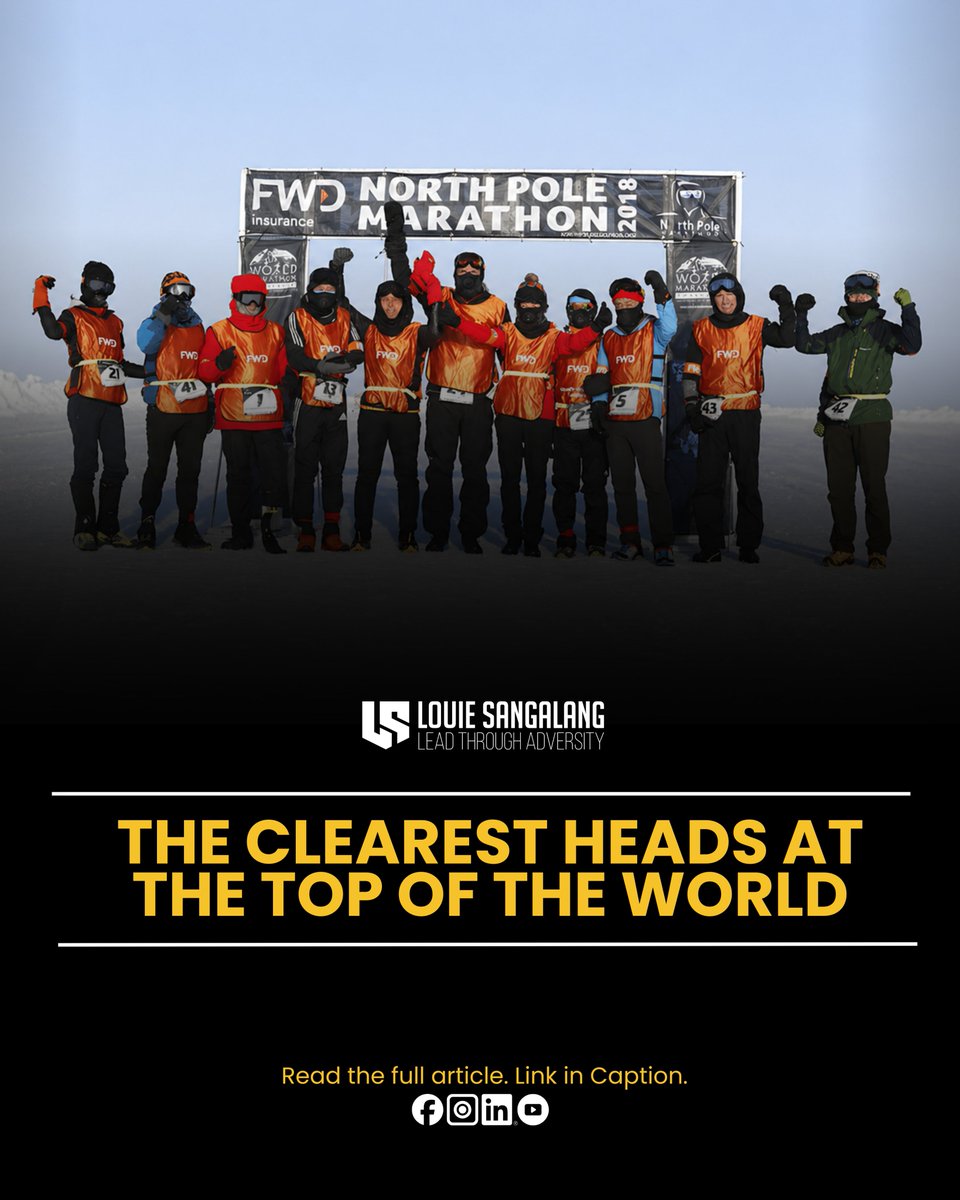 LouieXSangalang's tweet image. The North Pole Marathon is "the coolest race in the world." In 2018, it taught me something no training could: what composure looks like when the plan stops working and clear thinking is the only way forward.

Read more at LouieSangalang.com. 

#Composure #Resilience