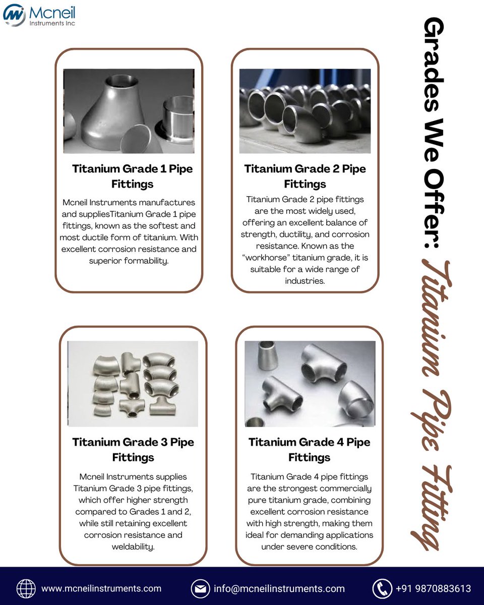 mcneilinstrume2's tweet image. Titanium Pipe Fittings That Deliver Performance Where It Matters – Mcneil Instruments Inc
#McneilInstruments #TitaniumFittings #PipeFittings #TitaniumGrade #IndustrialFittings #CorrosionResistance #OilAndGas #Manufacturer #Supplier #Exporter
#GlobalExport