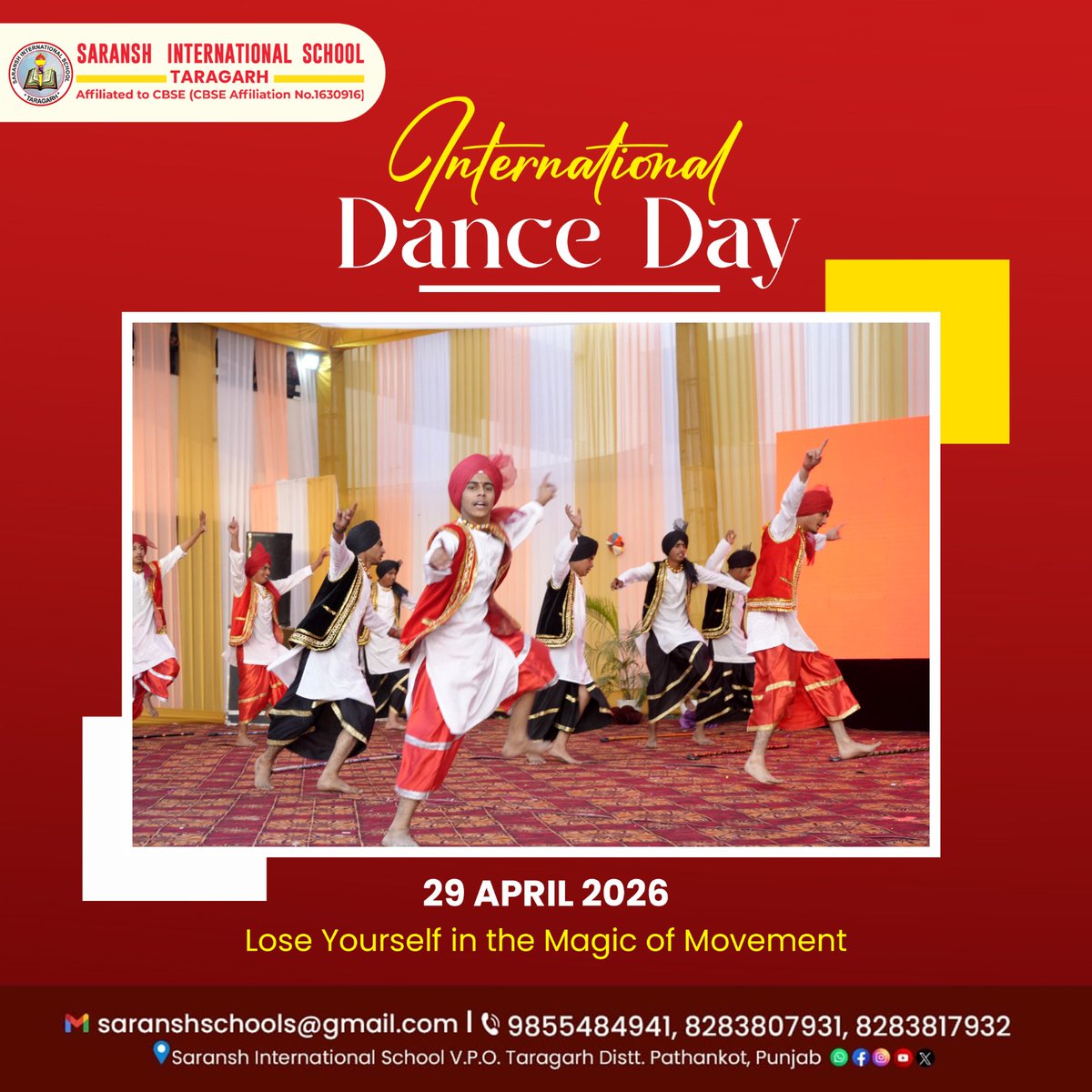 SaranshSch9719's tweet image. Dance is the heartbeat of expression! 💃🌍 

Celebrate every rhythm that makes you feel alive—let your passion shine through every move. ✨

#InternationalDanceDay #DanceLife #FeelTheBeat #ExpressYourself #DanceIsJoy #KeepMoving #Rhythm #SpreadHappiness