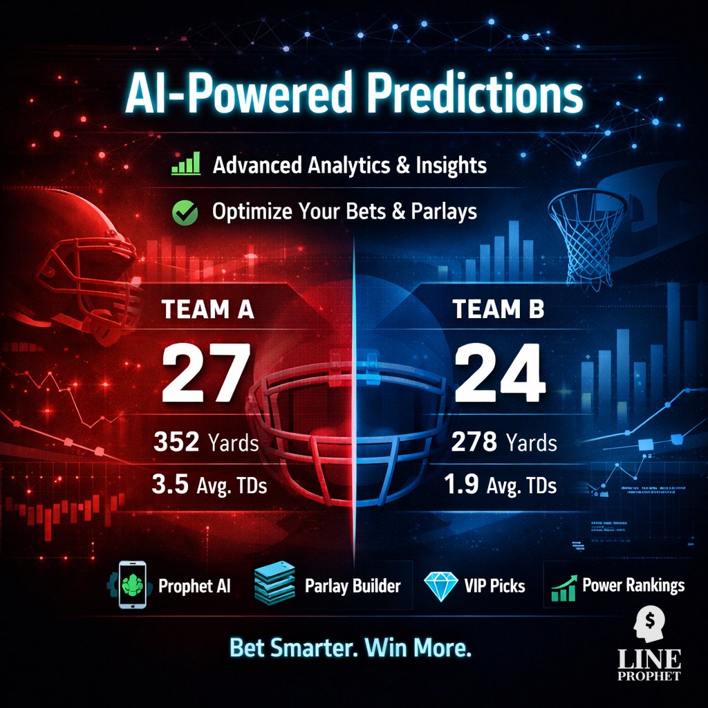 LineProphetLLC's tweet image. $99 for the year 💥  

Access these features:  
📱 Prophet AI — advanced insights  
🔥 Parlay Builder — optimize bets  
💎 VIP Picks — expert-curated  
🚀 Power Rankings — top stats  

💡 See packages: lineprophet.com/register?packa…  

#Line