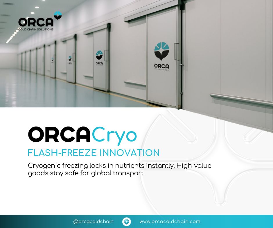 orcacoldchain's tweet image. Flash-freeze innovation that locks in nutrients and protects high-value goods for global transport. ❄️
#ORCACryo #ColdChain #Frozen
