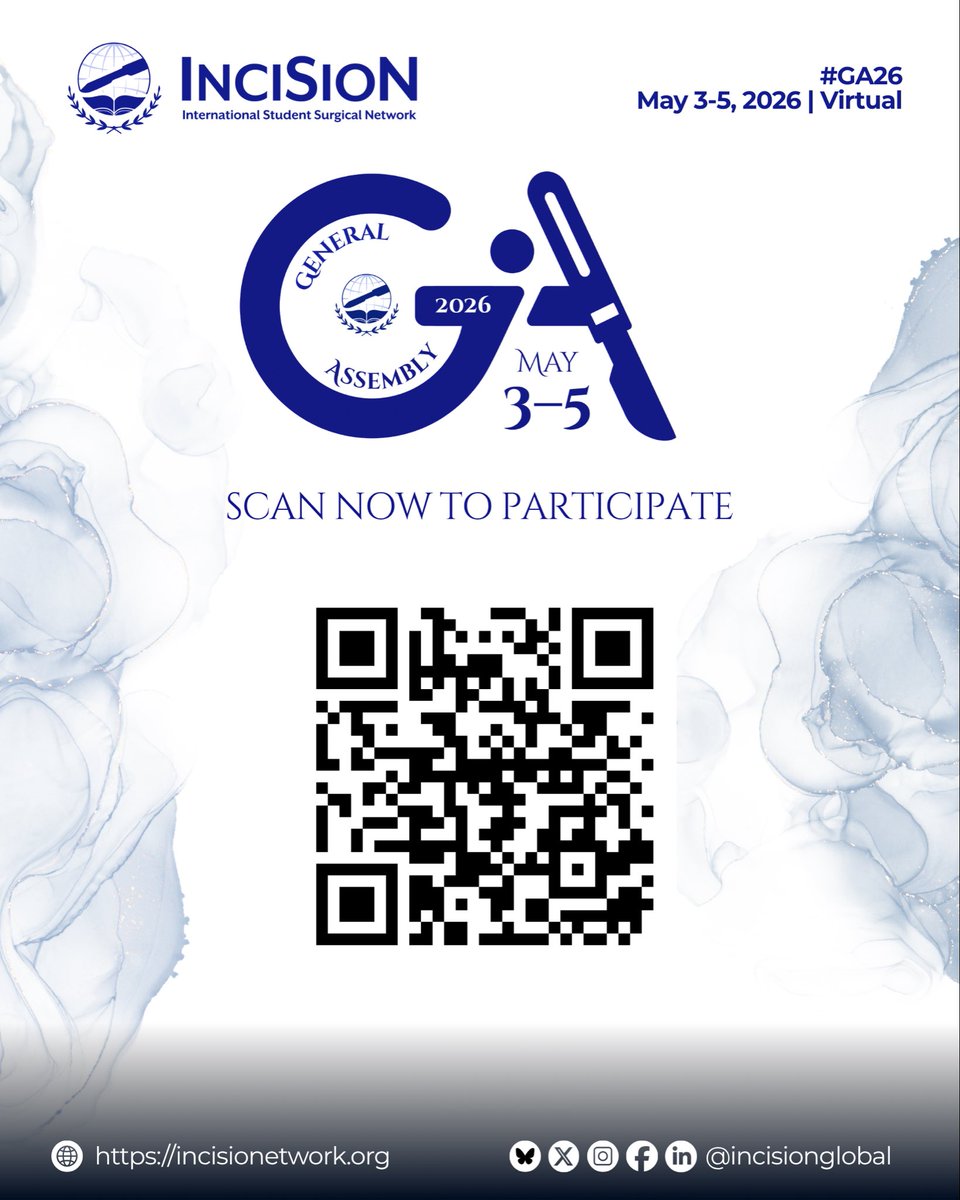 InciSioNGlobal's tweet photo. Registration is open for InciSioN GA 2026. The countdown is near!
Join us May 3β5 to shape decisions, spotlight NWGs, and engage in global surgery dialogue.
Register: https://t.co/00LESYSMmX
#GA26 #GlobalSurgery #TheFutureofTheOR https://t.co/DKzrTCIaxN