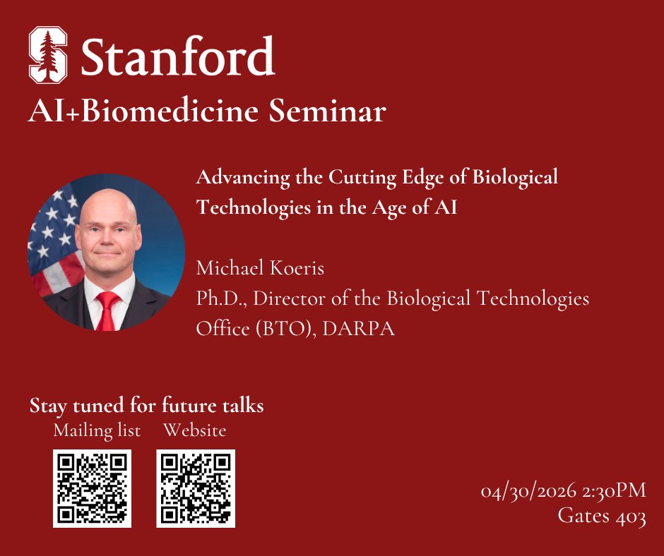 Stanford AI+Biomedicine Seminar tweet media