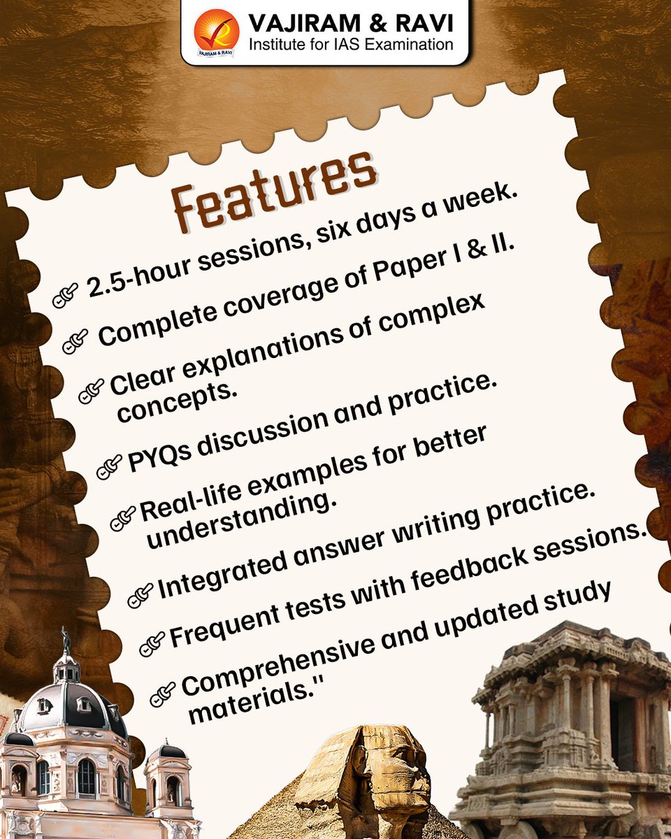 VajiramRavi's tweet image. Explore Ancient Civilizations to Modern India with a structured, result-oriented History Optional Course designed for UPSC aspirants.

To know more: docs.google.com/forms/d/18nnU7…

#UPSC #HistoryOptional #IAS #IASPreparation #UPSCMains #UPSCOptional #UPSC2027 #UPSC2026