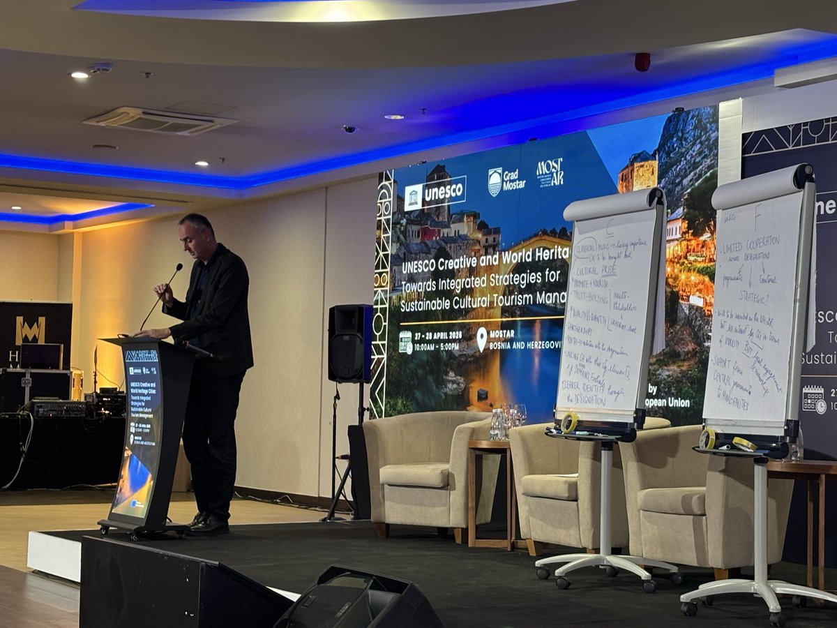 cc4wbs's tweet photo. The first part of the conference “UNESCO Creative and World Heritage Cities: Towards Integrated Strategies for Sustainable Cultural Tourism Management” has successfully concluded in #Mostar, Bosnia and Herzegovina. #CC4WBs #EU @UNESCOEU @UNESCOVenice https://t.co/dmdVCnwHbG