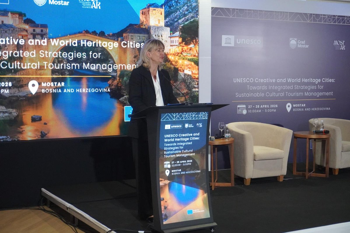 cc4wbs's tweet photo. The first part of the conference “UNESCO Creative and World Heritage Cities: Towards Integrated Strategies for Sustainable Cultural Tourism Management” has successfully concluded in #Mostar, Bosnia and Herzegovina. #CC4WBs #EU @UNESCOEU @UNESCOVenice https://t.co/dmdVCnwHbG