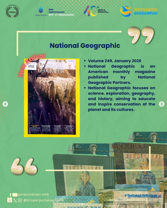 biroperpusumb's tweet image. Halo sobat perpus!

We’re excited to introduce our latest magazine collections, covering a wide range of topics— from nature science, creative and children's education, to world travel.
#umblibrary #universitasmercubuana #magazines