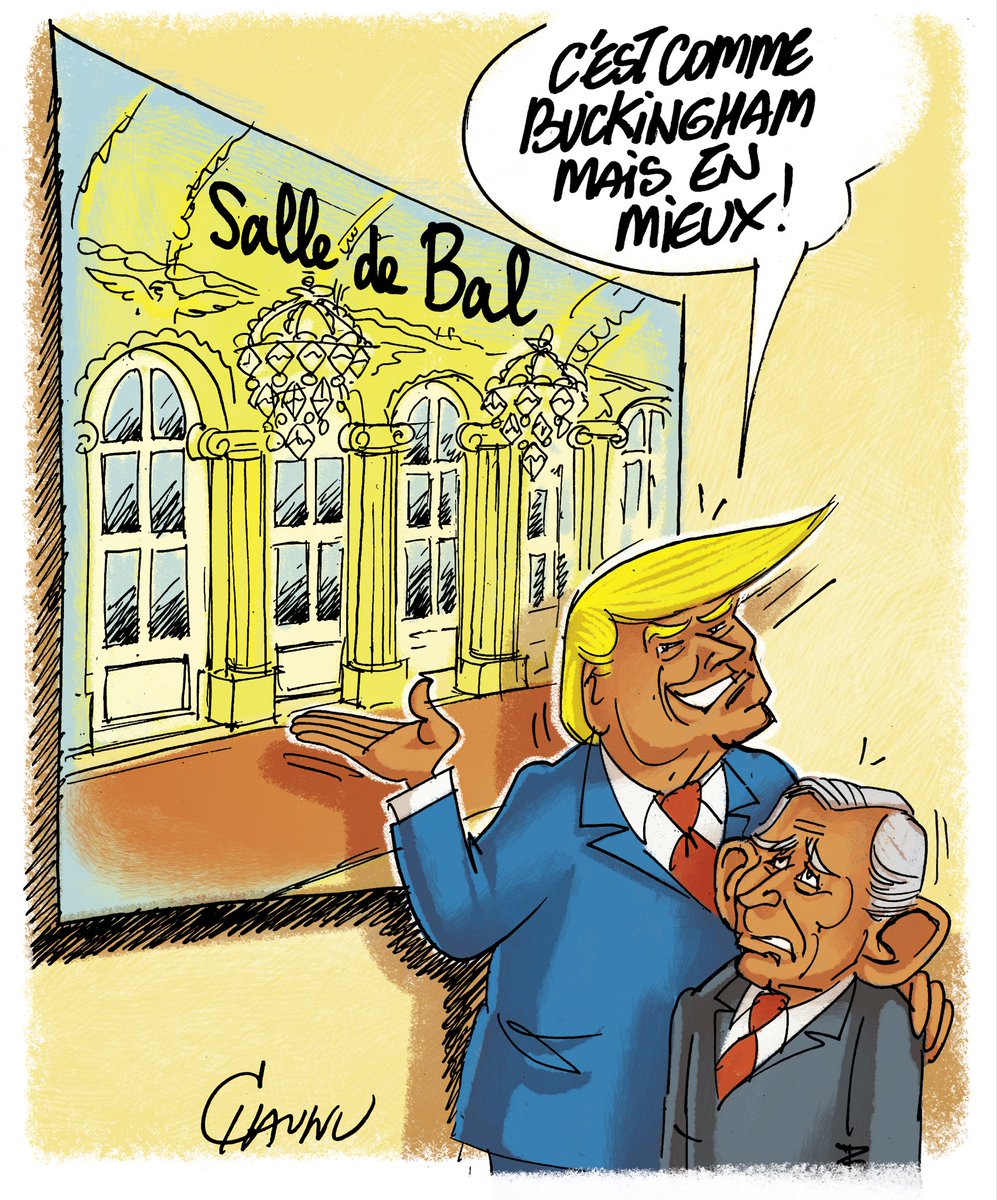 EmmanuelChaunu's tweet image. ✏️ mon #dessin publié aujourd’hui dans @ouestfrance : le roi Charles III reçu par Trump