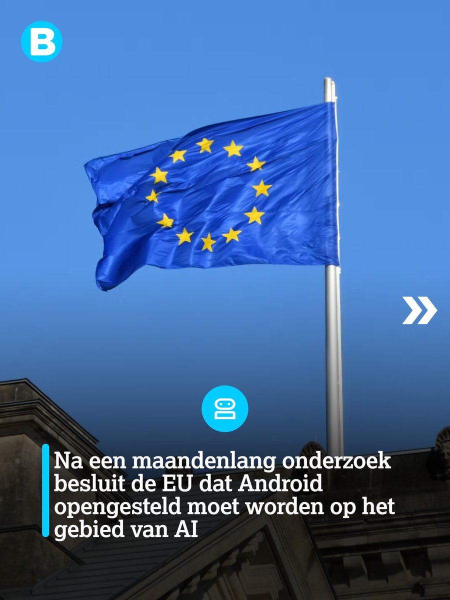 Bright's tweet image. Na een maandenlang onderzoek besluit de EU dat Android opengesteld moet worden op het gebied van AI. 

Meer lezen? Kijk op bright.nl

#bright #tech #technieuws #google #gemini #android #ai #eu