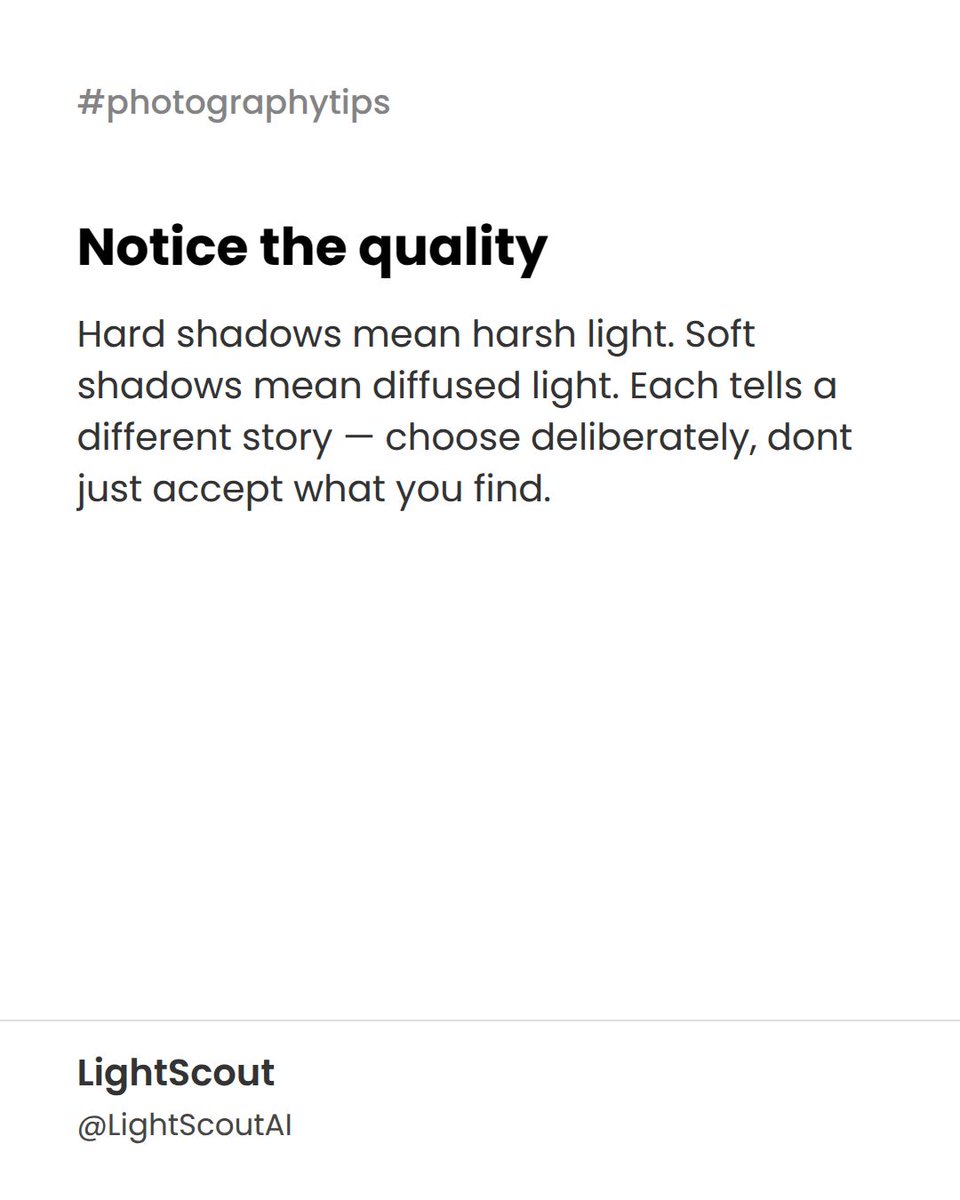LightscoutAI's tweet photo. How to read light before you shoot. Direction, quality, temperature. The light makes the shot — everything else is technique.

#photographytips #lightscoutai https://t.co/lSjPWJSfFt