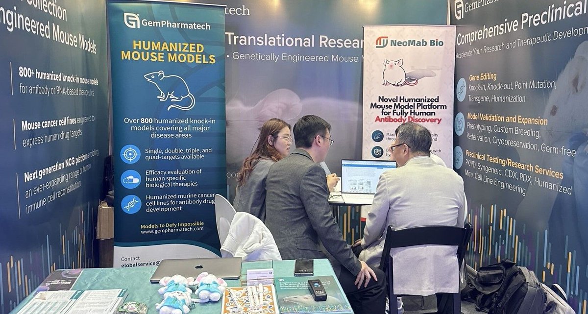 GPharmatech's tweet photo. Day 2 at #BioKorea 2026 is in full swing! 🧬

Join us at Booth #20 to discuss your research challenges. We’d love to explore how #GemPharmatech can accelerate your research process with our specialized #mousemodels and #preclinical services. 🚀

📍 See you in Seoul!
#BioKorea2026 https://t.co/1BdFmobh28