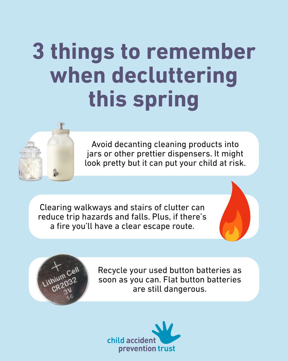 CAPTcharity's tweet image. If you’re decluttering this spring, our quick tips will help you keep your home safe.

Learn more: capt.org.uk/spring-safety/

#Decluttering #SpringCleaning #ChildSafety