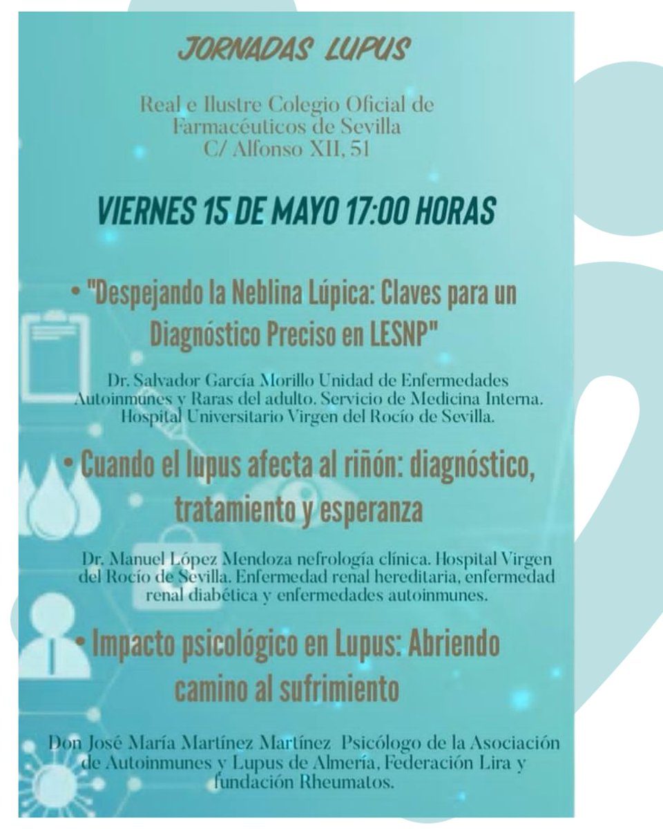 ICOESevilla's tweet photo. 💜 Sevilla da un paso al frente por el lupus.
🏥 La asociación ALUS organiza las I Jornadas para dar visibilidad a los afectados
➡️ Más aquí: https://t.co/JVdLzxT1s5
#Lupus #Sevilla #Salud #ALUS #Enfermería
@COF_Sevilla https://t.co/E8Bvve6UQN