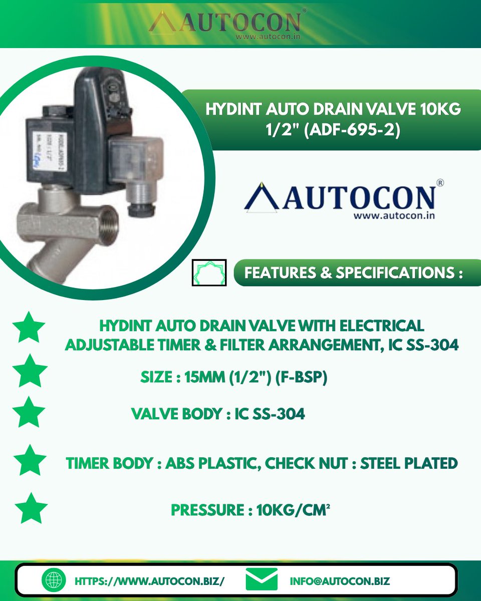Autocon_Inst's tweet photo. Hydint Auto Drain Valve 10kg 1/2" (ADF-695-2) | Smart Condensate Solution

Hydint #AutoDrainValve #IndustrialAutomation #CompressedAir #EngineeringSolutions #SmartFactory #IndustrialEquipment #Manufacturing #AutomationIndia #FluidControl https://t.co/IkEACAo3v9
