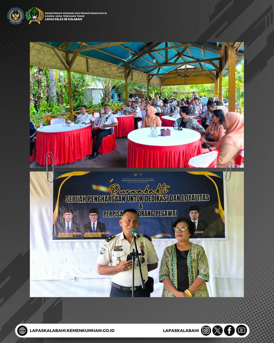 LapasKalabahi's tweet image. Suasana Haru Iringi Acara Pelepasan 2 Orang Pegawai Purnabakti dan Perpisahan 1 Orang Pegawai Lapas Kalabahi

Selengkapnya:
lapaskalabahi18.blogspot.com/2026/04/suasan…

#LapasKalabahi
#Kemenimipas
#AlwaysTheBest
~ KanwilDitjenpasNTT