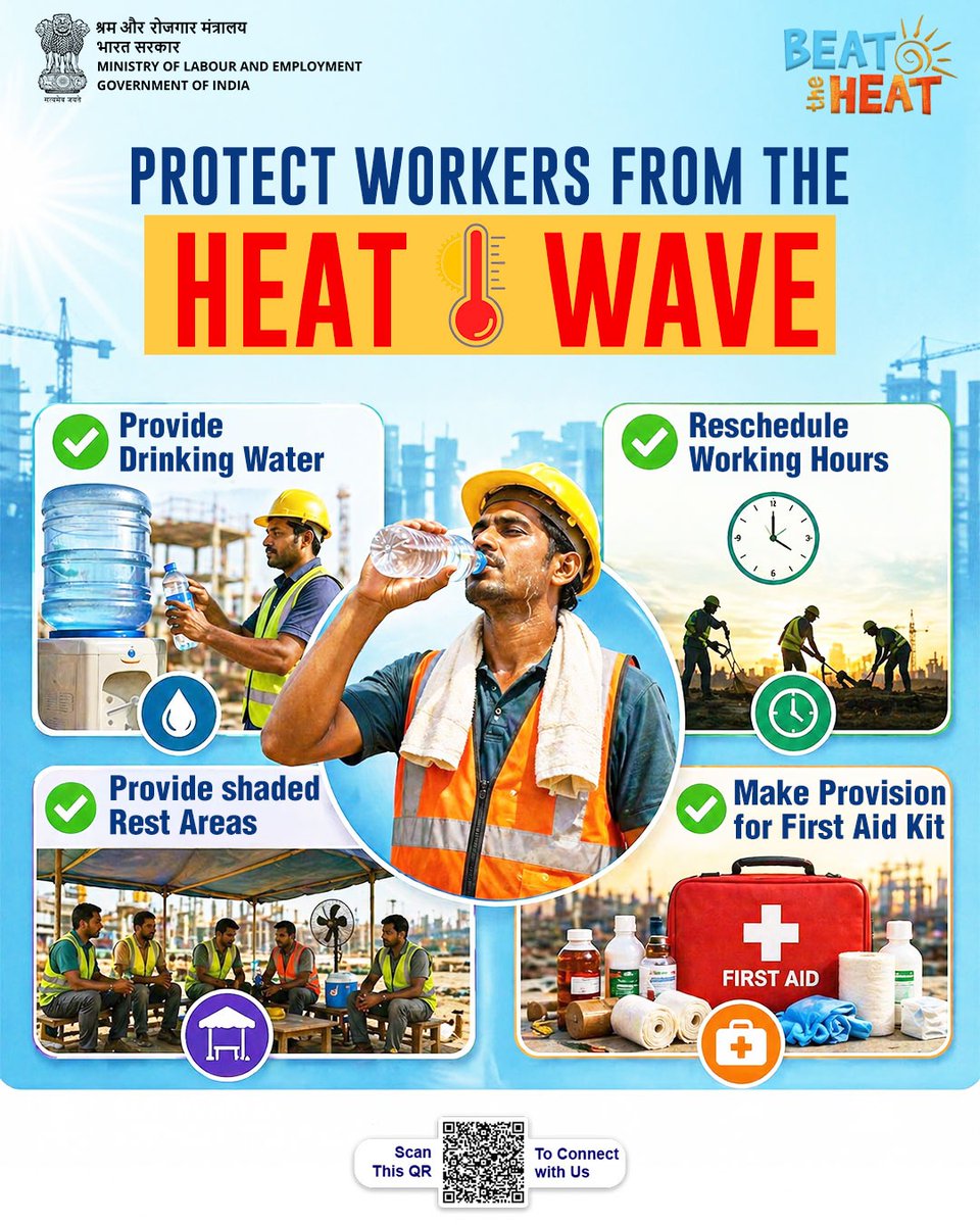 Ensuring Safer Workplaces 🥤

With rising temperatures, it’s crucial to protect workers from heat stress by ensuring easy access to drinking water, shaded rest areas, adjusted working hours and proper first aid support.

#BeatTheHeat