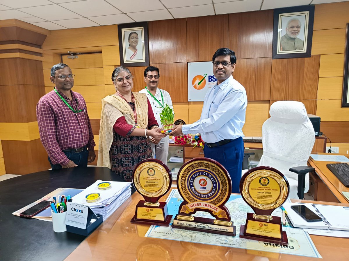 ccaodisha's tweet photo. @ccaodisha congratulates CGM, BSNL, Odisha Circle Sh. D K Behera and the entire #BSNL #Odisha Team for  their outstanding  achievements of the overall best performing circle &amp; EB Leader.
@DoT_India 
@ControllerDot 
@CMDBSNL https://t.co/7UcU3NPh9T