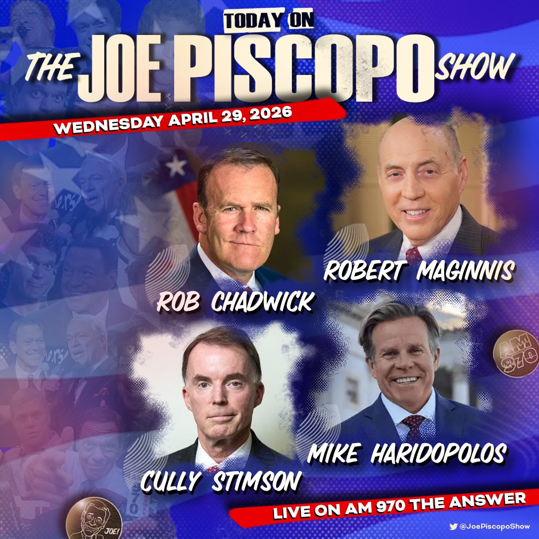 JoePiscopoShow's tweet photo. TODAY with guest host @CPLiebau:
• @USCCARob 
• Robert Maginnis
• @StephenMoore 
• @cullystimson 
• @MattRooneyNJ 
• @MikeHaridopolos 
• @HollywoodInToto 
+ @joeysib, @algattullo &amp; MORE!

🎙️ Listen LIVE anywhere: https://t.co/dyEM6G7ZKw https://t.co/UVbB3dPThy