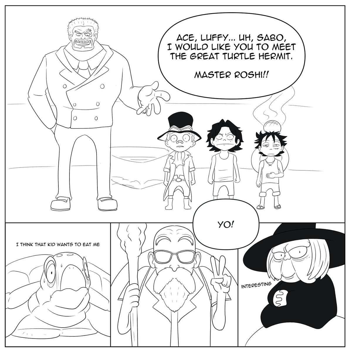 What if Master Roshi trained Ace, Sabo and Luffy? #Dragonball #ONEPIECE〜