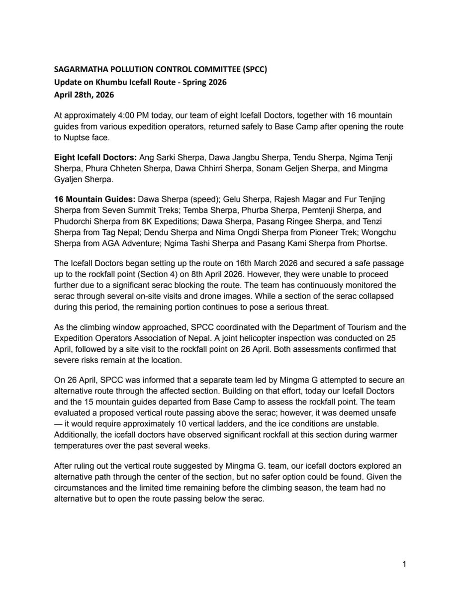 nepalmountains's tweet image. Good news for all of us.

The Khumbu Icefall route on Mt. Everest is open. Everest season now under way.

#NepalMountaineeringAssociation I #NMA I #Everest I