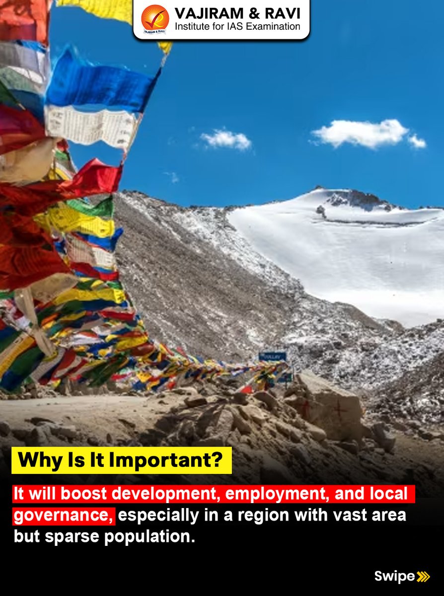 VajiramRavi's tweet image. 🏔️ Ladakh gets 5 new districts! Big governance shift 😳
Nubra, Sham, Changthang, Zanskar &amp;amp; Drass — taking the total to 7 districts in Ladakh.

#Ladakh #NewDistricts #Governance #Decentralisation #IndiaGeography #UPSC2026 #UPSCPreparation #IASPreparation #CurrentAffairs #Polity