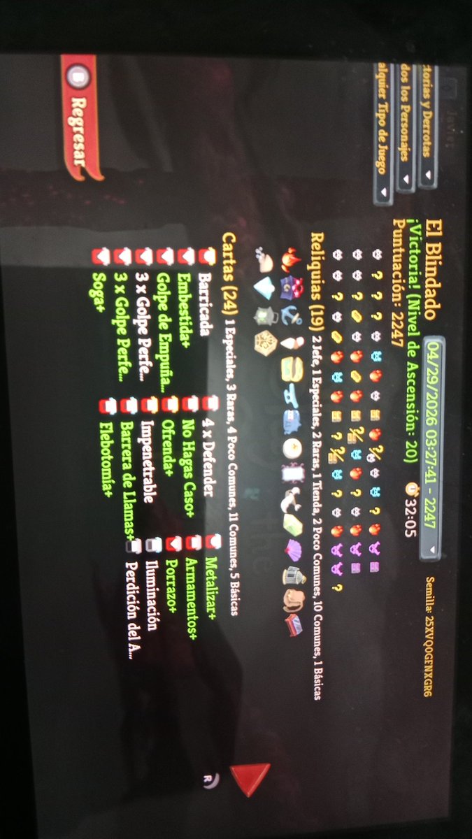 RedJaviML's tweet photo. Gracias @FeelinkHS por tus videos de Slay The Spire,tardé pero al fin gane en Ascención 20 con el blindado,el deck era un mix ridículo de las reliquias helado+ojo de serpentija y 6 copias de golpe perfeccionado más el set de conservar armadura, Slay fue una gran recomendacion https://t.co/SH5QCTHwrr