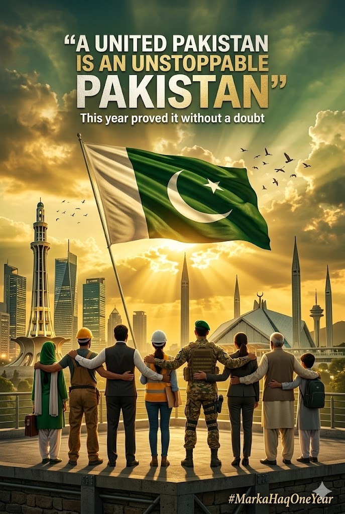 AwazeTAY's tweet photo. حق کے لیے کھڑا ہونا صرف جرات نہیں، یہ سچائی اور ایمان کی پہچان ہے۔
جب قوم بنیان المرصوص بن جائے تو کوئی طاقت اسے جھکا نہیں سکتی۔
#MarkaHaqOneYear https://t.co/n1yovvTE2p