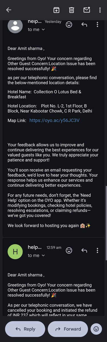 Amitsha06497070's tweet image. @OYO4U @oyorooms @riteshagar @jagograhakjago
@froudoyo
My brother’s career at stake! Booked room for CAPF exam near Sarai Rohilla at 10:30PM. Hotel was 25km away &amp;amp; no help from support till 3AM. He gave exam without sleep!

ID: SPRB9471