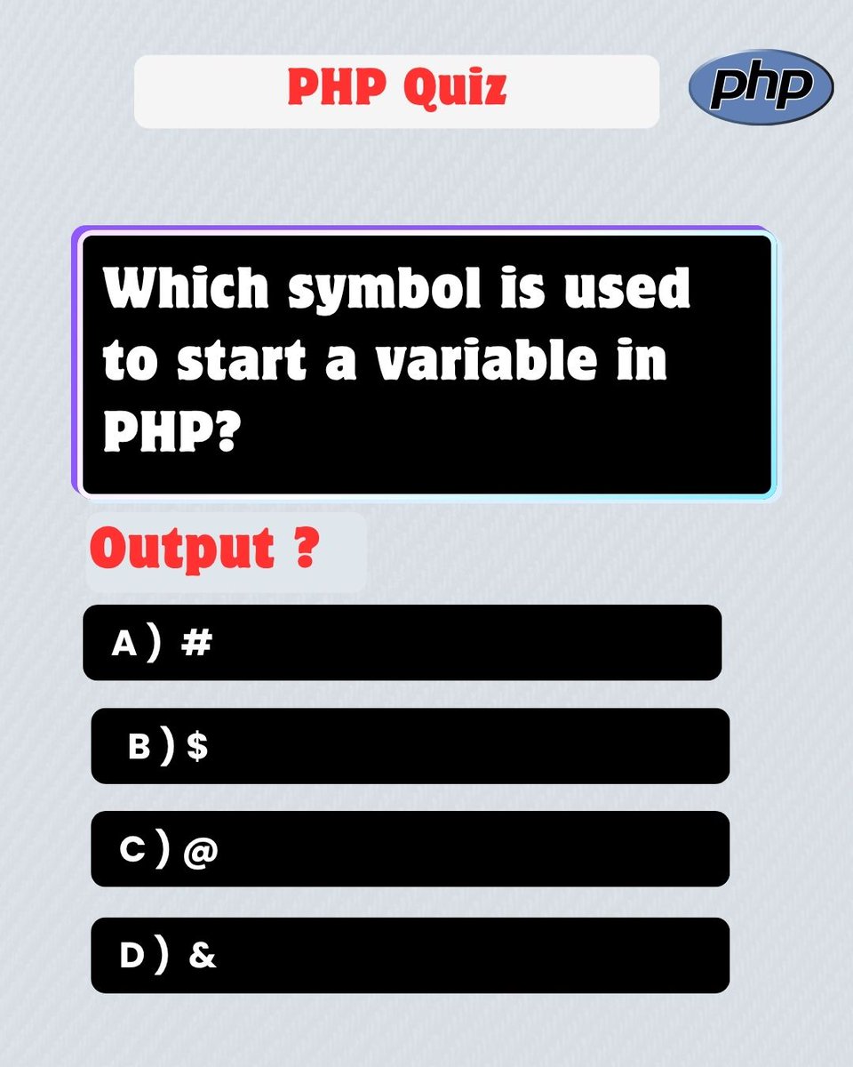 vikas0101964285's tweet image. Be honest 👇

Did you get this right without Googling? 😏

Only real coders will answer this instantly 💻🔥

Comment your answer now ⬇️

#Developers #PHPQuiz #CodingChallenge #TechCommunity #LearnCoding