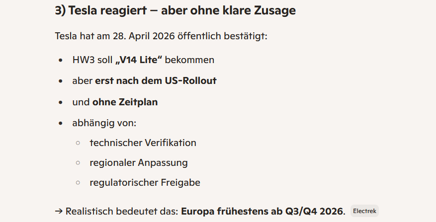 EV_Swiss's tweet photo. @EFIEBER_ANDRE Für HW3: Herbst/Winter 2026 oder später, abhängig von Tesla und EU‑Regulatoren https://t.co/c2tsGBeYrV