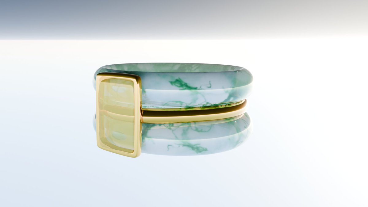Kukkaruukku44's tweet image. Yellow gold + moss agate ring stack render. Inspired by contemporary luxury jewelry design. Custom 3D modeling &amp;amp; product visualization available | jewelry designers/brands, let's work. #jewelry3d #jewelrydesign #3dmodeling #productvisualization #luxuryjewelry #cgi