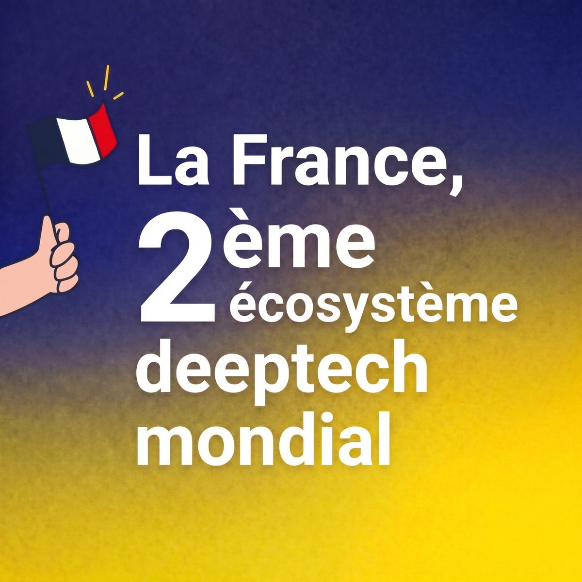 Fière. La France vient d’être classée 2ème écosystème deeptech mondial !

Derrière ce classement d’Hello Tomorrow, il y a des entreprises de <a href="/LaFrenchTech/">La French Tech</a> qui développent des technologies qui renforcent notre souveraineté industrielle. 🇫🇷 🐓
