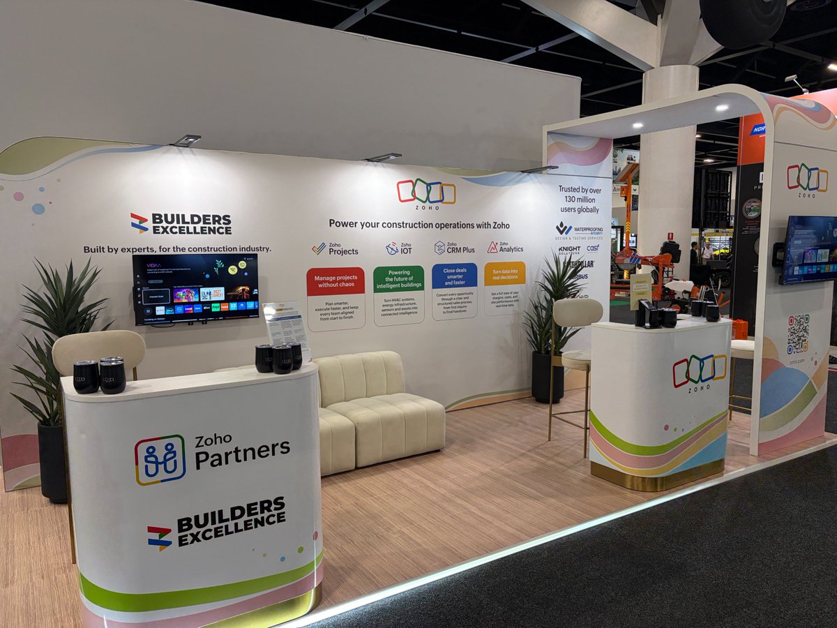 Zoho_ANZ's tweet image. Great to be alongside our Zoho Partners, Michelle Colbran and Craig C. from SOS Consulting—thank you for bringing your insights and amazing energy to the booth! 🤝 

Missed meeting us today? No worries. We’ll be back at booth K24 tomorrow. Come say hello!   #Zoho