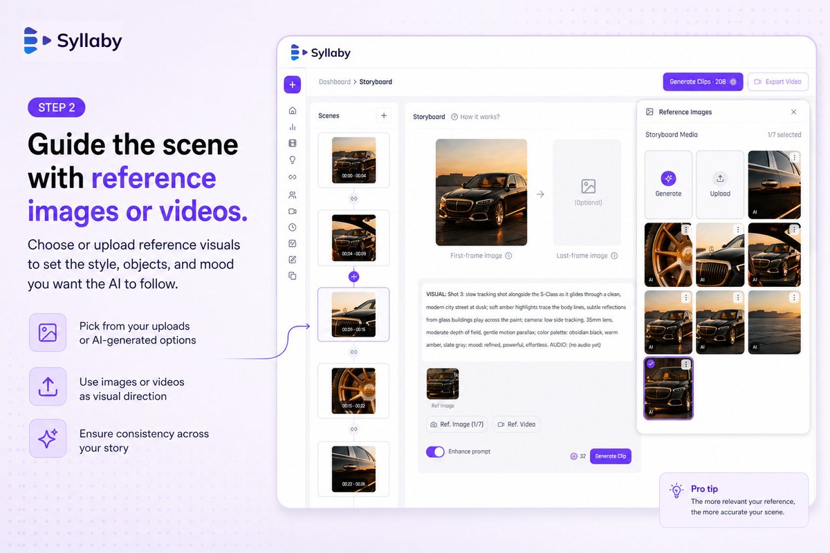 TrySyllaby's tweet photo. Syllaby just got EVEN MORE POWERFUL! We are making the best AI video generator on the planet.

1. We just released Storyboards! - This let's you create LONGFORM AI videos using every AI model like VEO 3, Seedance, Kling, Grok, etc!

2. First frame, last frame, and reference images have now been added! You can create perfect videos or video ads using any AI video model right inside Syllaby!

What makes Syllaby different? We show you topic ideas, let you create short or long AI videos, and you can bulk schedule to every social media platform!