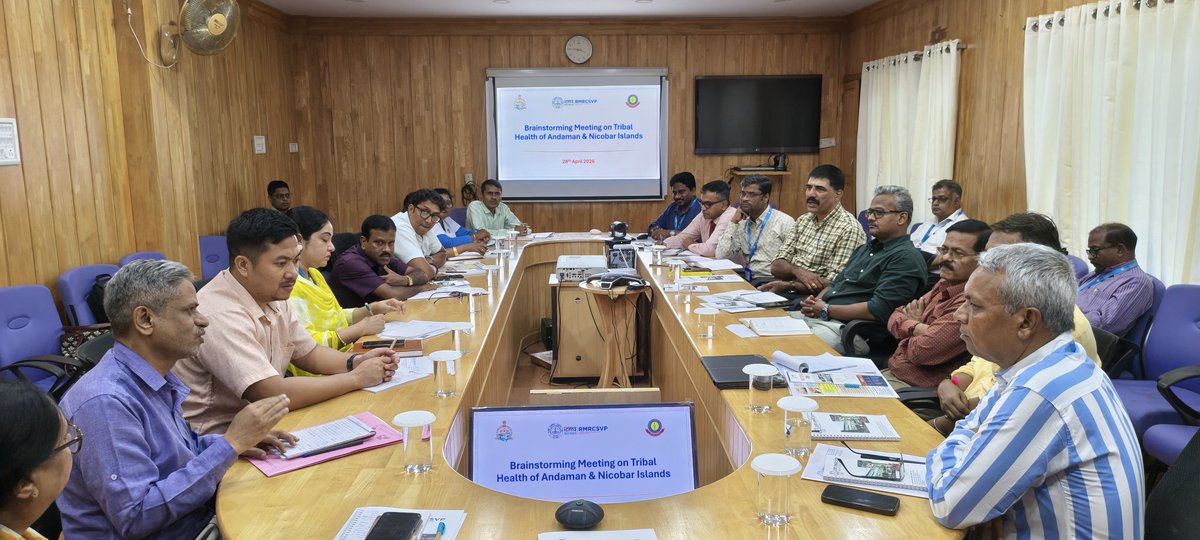 ICMR_RMRCSVP's tweet image. A brainstorming meeting on Tribal Health of the Andaman &amp;amp; Nicobar Islands with focus on the PVTGs, was organized by the Centre on 28.04.2026, in the Secretariat complex of Andaman Administration 
#icmrrmrcsvp #brainstorming #PublicHealth