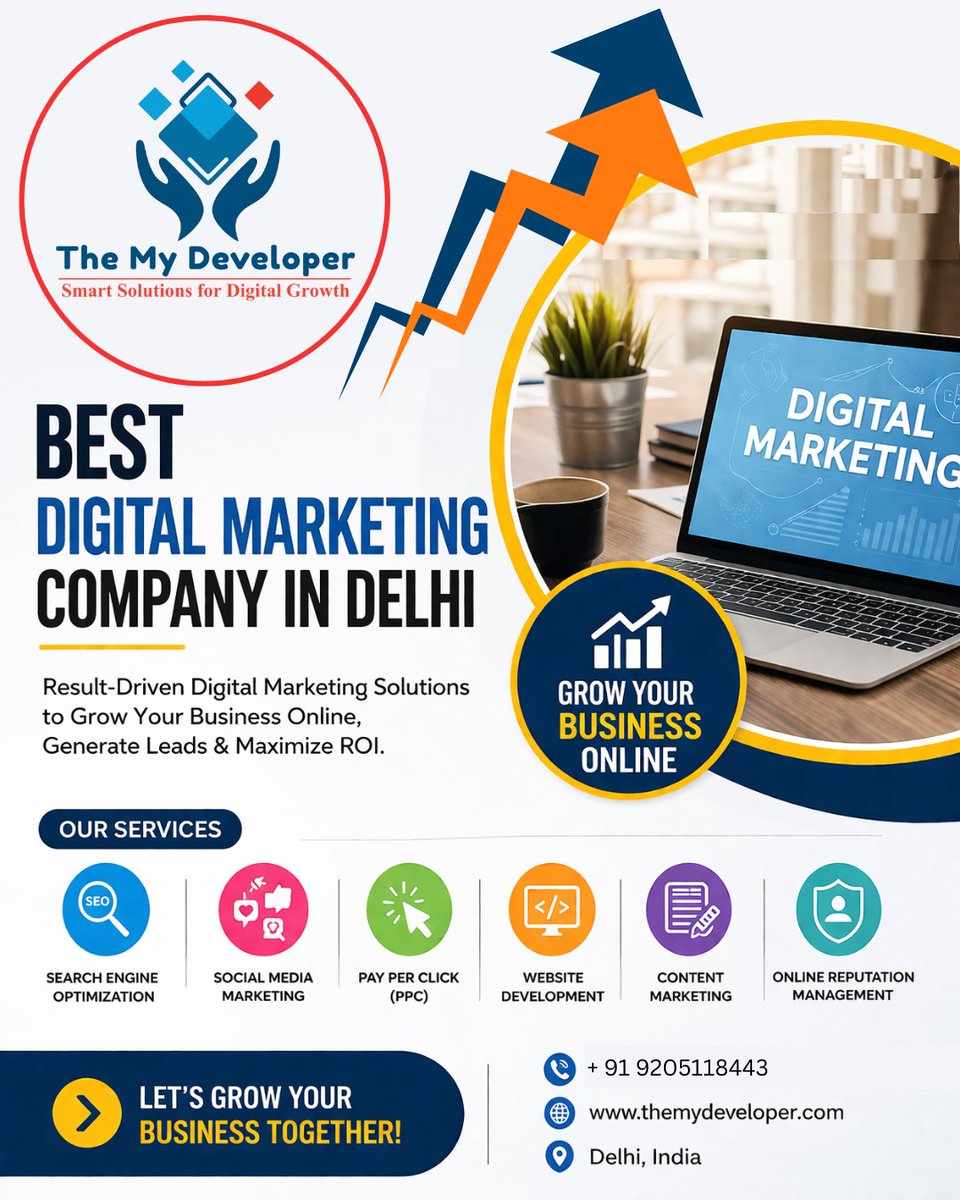 Themydevelper's tweet image. Looking for the Best Digital Marketing Company in Delhi? 🚀
 The My Developer delivers SEO, PPC, Social Media &amp;amp; Web Development solutions to grow your business online.
Boost traffic, leads &amp;amp; ROI today! 📈

#DigitalMarketing #DelhiBusiness #SEO #SMM #PPC #TheMyDeveloper