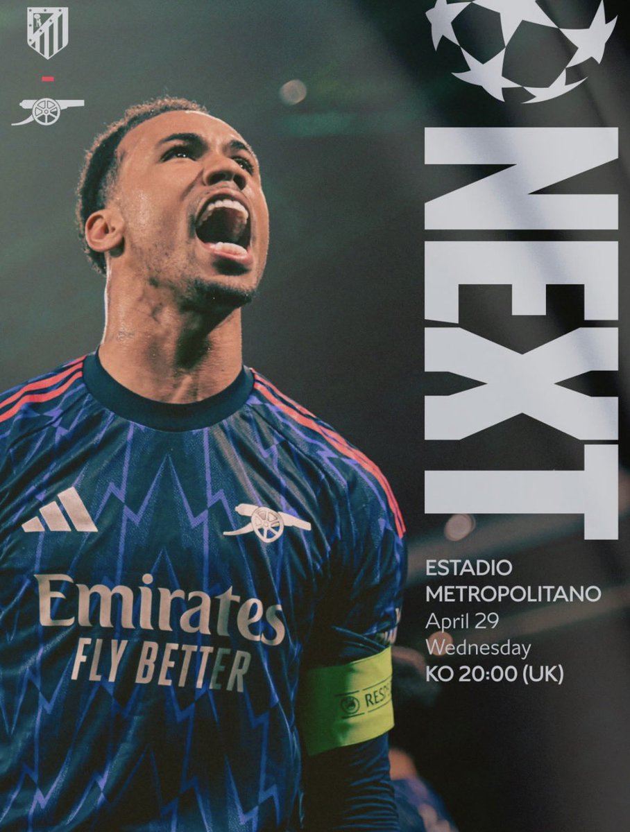 It’s SEMIS away from home 🛫

🆚 Atletico Madrid
🏟️ Civitas Metropolitano
🕘 21:00 KGL time 🇷🇼🇷🇼🇷🇼
🗣️ Danny Makkelie 
🏆 Champions League 
#️⃣ #ATMARS
#AFC #COYG