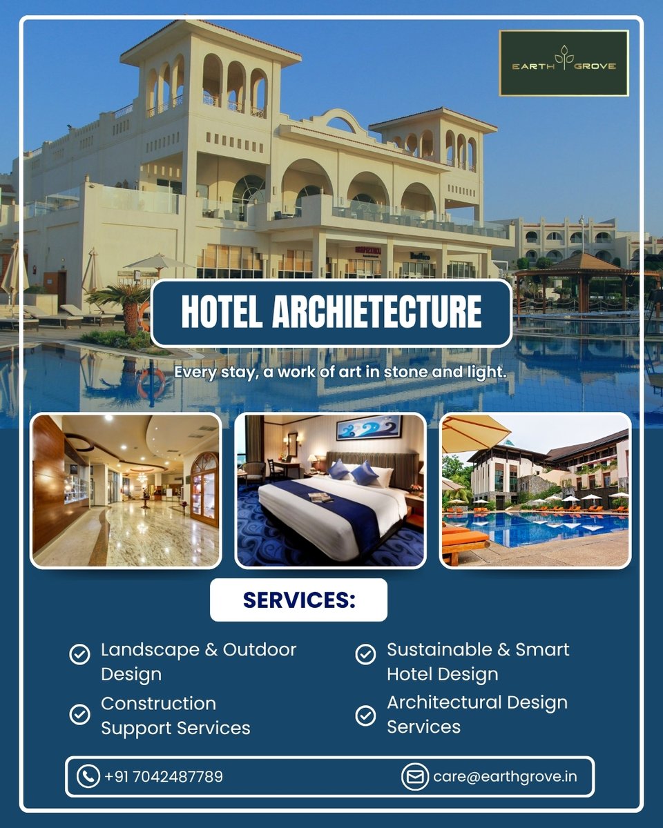 earth_grove's tweet image. Hotel Architecture Services focus on planning, designing, and developing modern, functional, and aesthetically appealing hotel spaces.
#HotelArchitecture #HotelDesign #HospitalityDesign #ArchitecturalServices #LuxuryHotelDesign #ResortArchitecture #FrontElevation