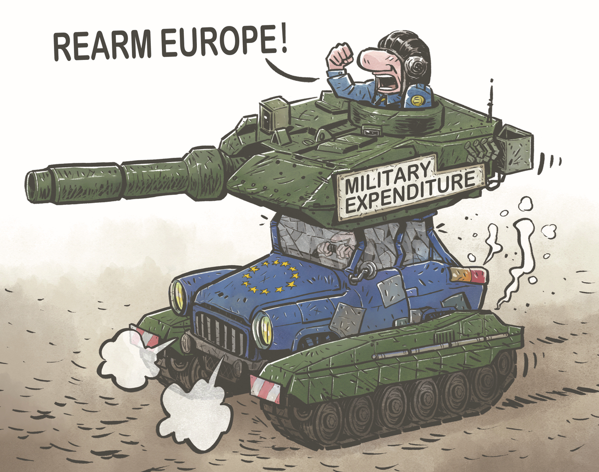 ChinaDaily's tweet image. #ChinaDailyCartoon The true cost of Europe's #rearmament #EU @times_palette