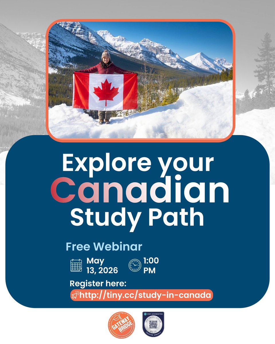 gatewaybridge's tweet image. TAKE THE FIRST STEP TO YOUR NEW LIFE:

Register here before the link expires: tiny.cc/study-in-canada

#StudyInCanada #InternationalStudents