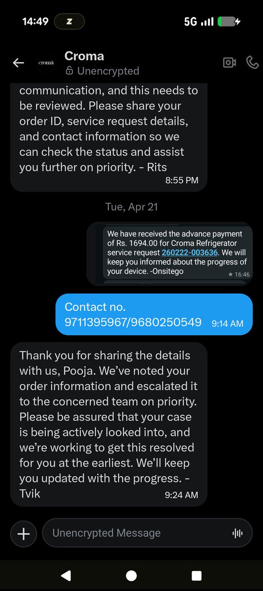 pujan96802's tweet photo. @cromaretail Already done with you on 21st April. https://t.co/oSdrXM7gwQ
