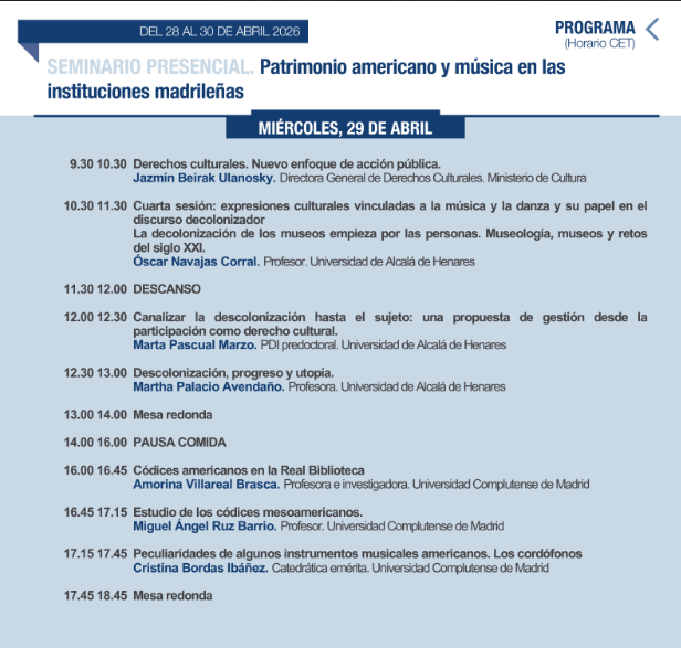 ImagenesMus's tweet photo. Seguimos con el seminario hoy día 29 de abril, con el siguiente programa: https://t.co/ly2fQMMRLT