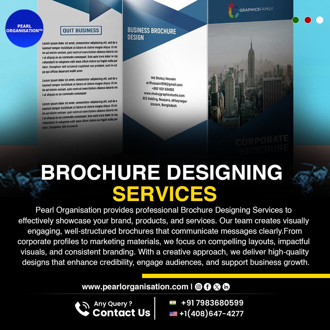 pearlorgs's tweet image. Showcase your business with professionally designed brochures! 📄✨ Compelling layouts and impactful visuals that communicate your message clearly. Elevate your marketing! 

#PearlOrganisationReviews #BrochureDesign #MarketingMaterials #GraphicDesign #PrintDesign
