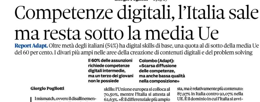 colombo_mat's tweet photo. Il 54% degli italiani ha #competenze #digitali di base.
La media UE è al 60%.
Ma il punto non è solo recuperare qualche punto percentuale: il vero nodo è la qualità delle competenze: contenuti digitali, problem solving, uso professionale delle tecnologie. https://t.co/fvxM3ZSQq6