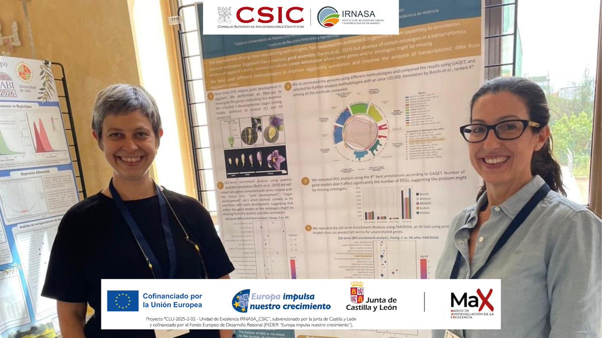 irnasa_csic's tweet image. 👩‍🔬👩‍🔬Researchers Silvia Manrique (@tank_silvia) and Mónica Balsera (@MonicaBalsera) from #IRNASA‑CSIC are taking part in the @jabi_conference bioinformatics meeting in Córdoba, Spain. #JABI2026 #Bioinformatics