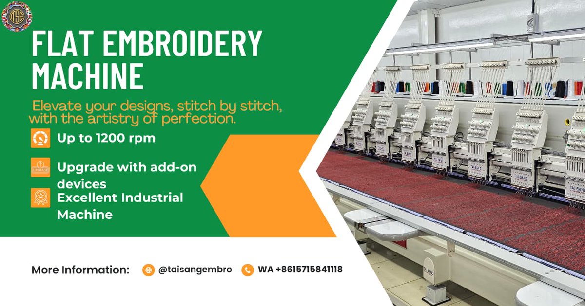 TaisangMKT's tweet photo. π¨ Flat Embroidery Machine π¨
Transform your designs into masterpieces with unparalleled precision. Our machines offer the perfect balance of creativity and accuracy, turning every stitch into a statement.
https://t.co/1i8NLCJJiu
#EmbroideryPerfection #CreativePrecision #stitch https://t.co/MqarEFf1IB