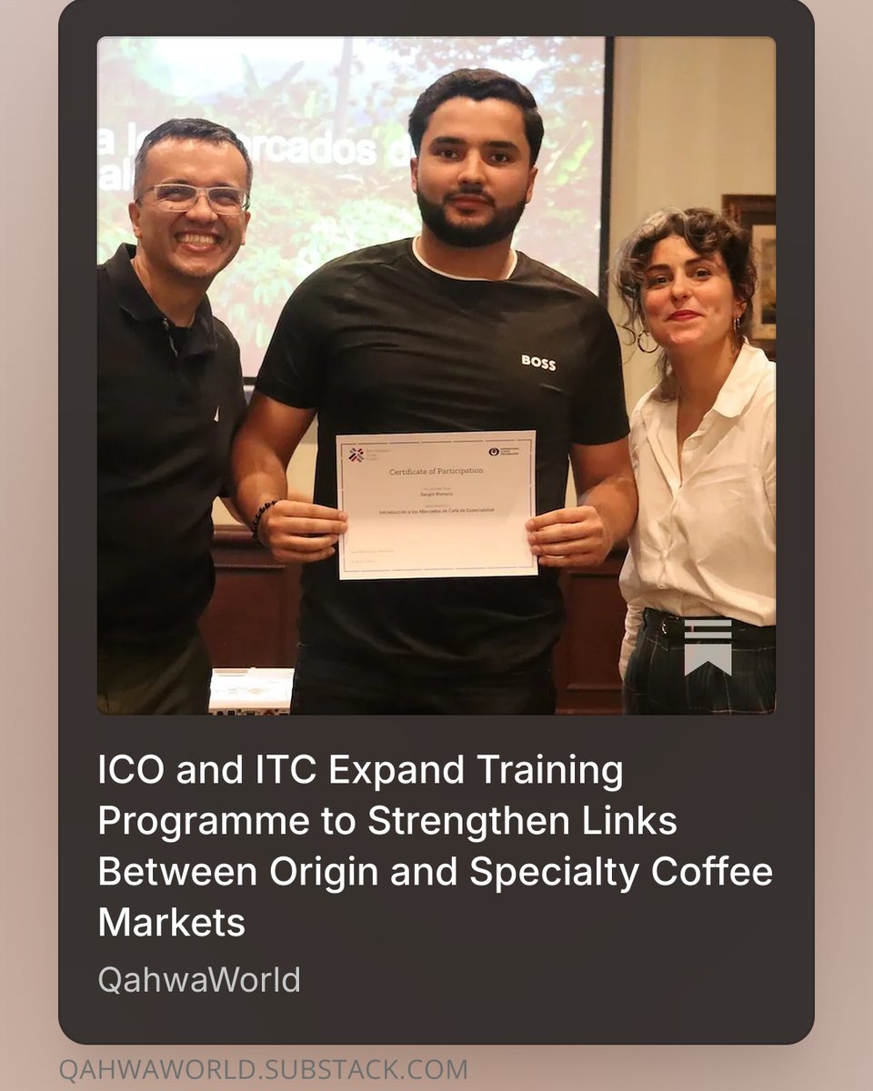 qahwaworld's tweet image. ICO and ITC Expand Training Programme to Strengthen Links Between Origin and Specialty Coffee Markets

تعاون دولي لتعزيز الروابط بين بلدان المنشأ وأسواق القهوة المختصة

qahwaworld.com/news/origin-sp…

#qahwaworld
#coffee
#عالم_القهوة
#القهوة
#قهوة_ورلد
#кафе