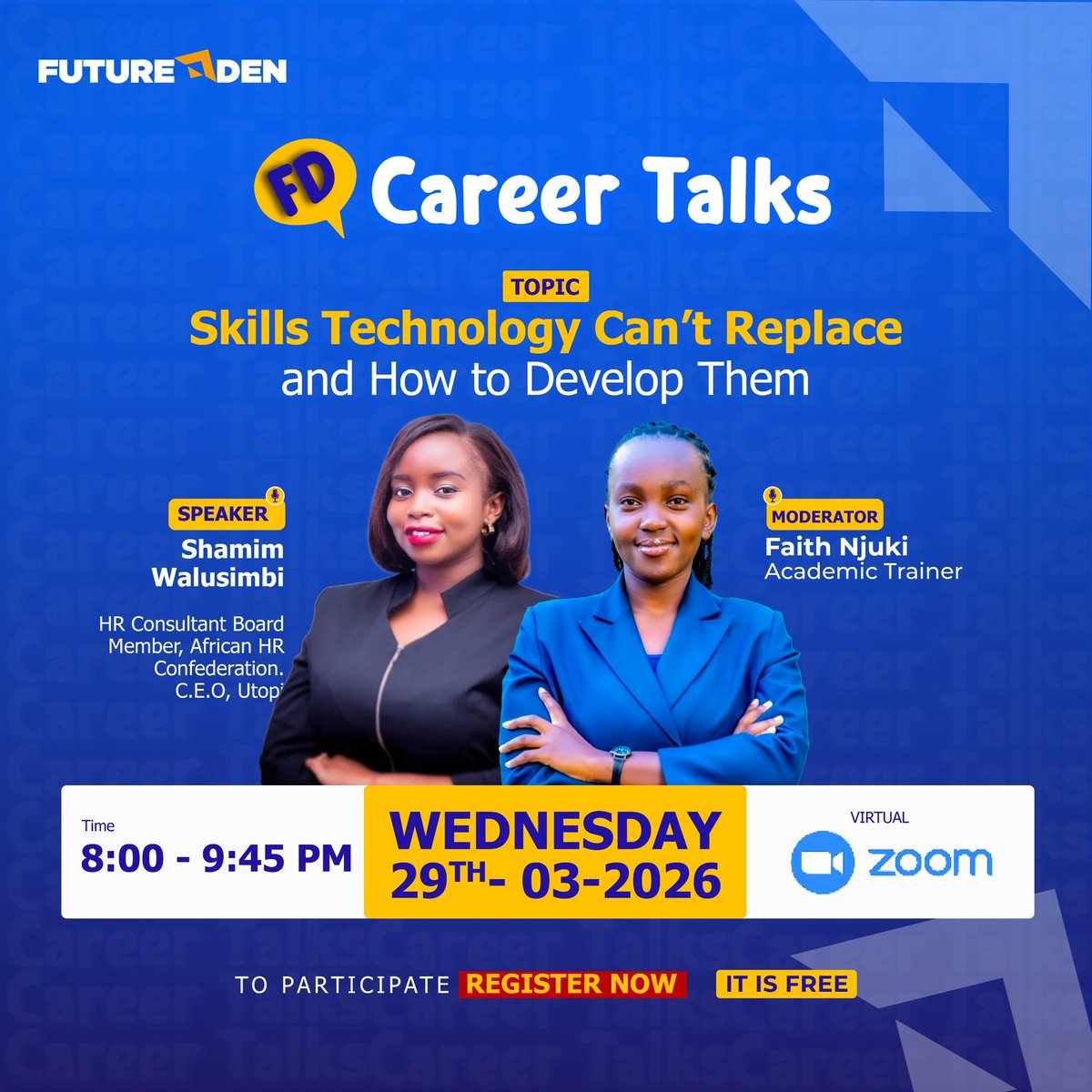 mercy_debie's tweet image. FD Career Talks !

🗓 Wednesday, 29th March 2026
⏰ 8:00 – 9:45 PM
📍 Live on Zoom

us06web.zoom.us/meeting/regist…

#FDCareerTalks
#CareerGrowth 
#AI